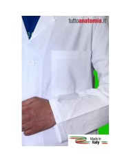 Camice da medico da uomo, in gabardina di cotone