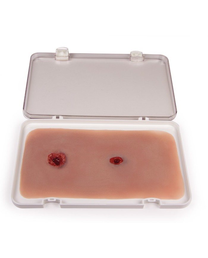 Moulage e simulazione di ferita da arma da fuoco con funzione di sanguiname