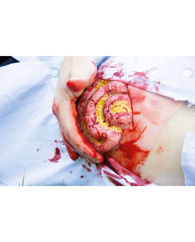 Moulage e simulazione di ferita addominale con protrusione dell intestino t